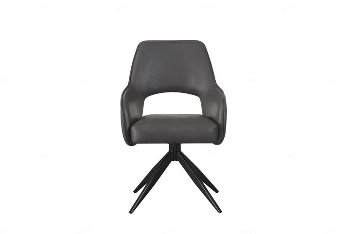 Elira Chair in Dark Grey PU – Modern Swivel Dining Chair with Black Legs Giatalia