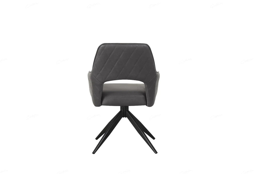 Elira Chair in Dark Grey PU – Modern Swivel Dining Chair with Black Legs Giatalia