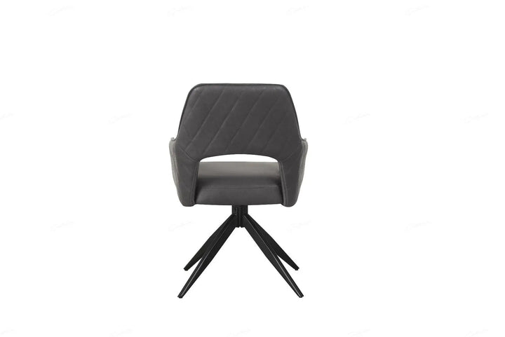 Elira Chair in Dark Grey PU – Modern Swivel Dining Chair with Black Legs Giatalia