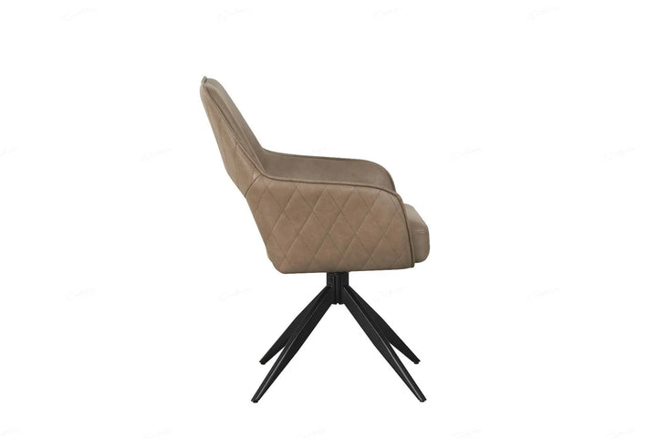 Elira Chair in Taupe PU – Modern Swivel Dining Chair with Black Metal Legs Giatalia