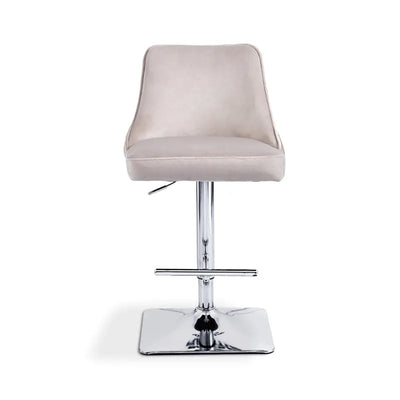 Eris Taupe Velvet Bar Stool with Chrome Legs #NJ Home Interiors#