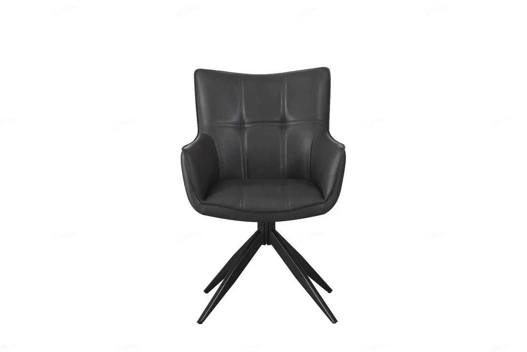 Fiora Dark Grey PU Teak & Leather Dining Chair Giatalia