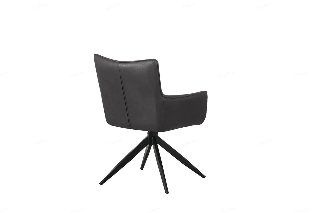 Fiora Dark Grey PU Teak & Leather Dining Chair Giatalia