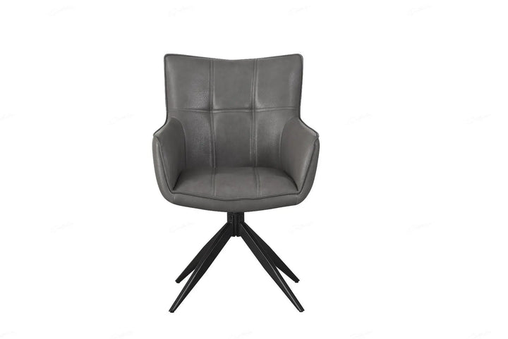 Fiora Storm Grey PU Teak & Leather Dining Chair Giatalia