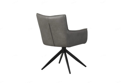 Fiora Storm Grey PU Teak & Leather Dining Chair Giatalia