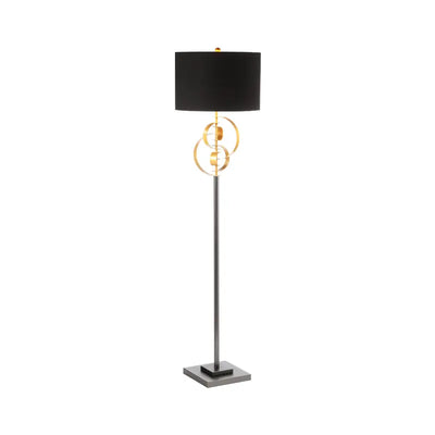 Gold Leaf Metal Floor Lamp with Black Linen Shade #NJ Home Interiors#