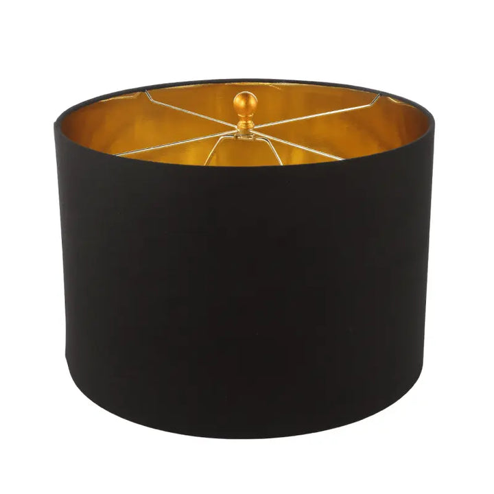 Gold Leaf Metal Table Lamp with Black Linen Shade #NJ Home Interiors#