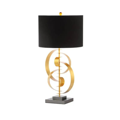 Gold Leaf Metal Table Lamp with Black Linen Shade #NJ Home Interiors#