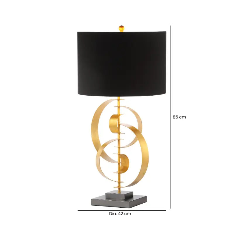 Gold Leaf Metal Table Lamp with Black Linen Shade #NJ Home Interiors#