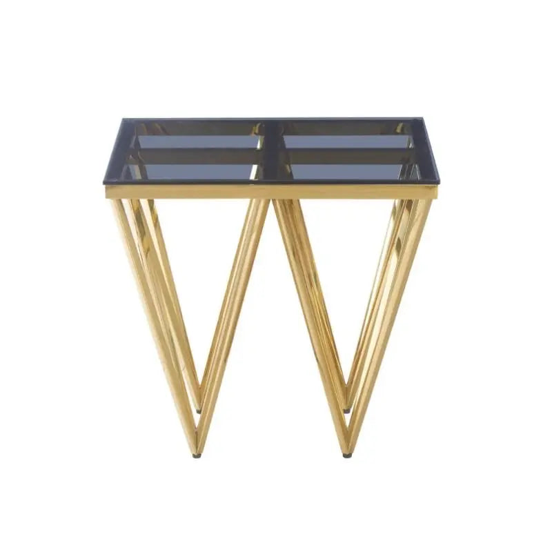 Gold Metal with Smoke Glass End Table #NJ Home Interiors#
