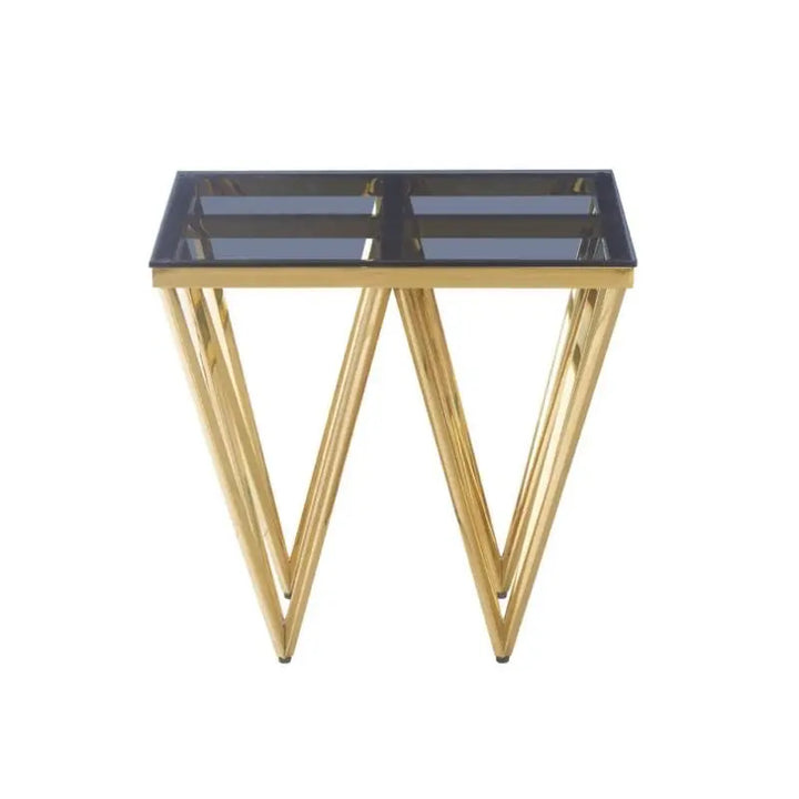 Gold Metal with Smoke Glass End Table #NJ Home Interiors#
