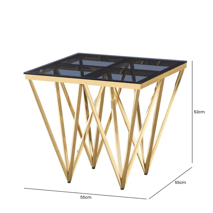 Gold Metal with Smoke Glass End Table #NJ Home Interiors#