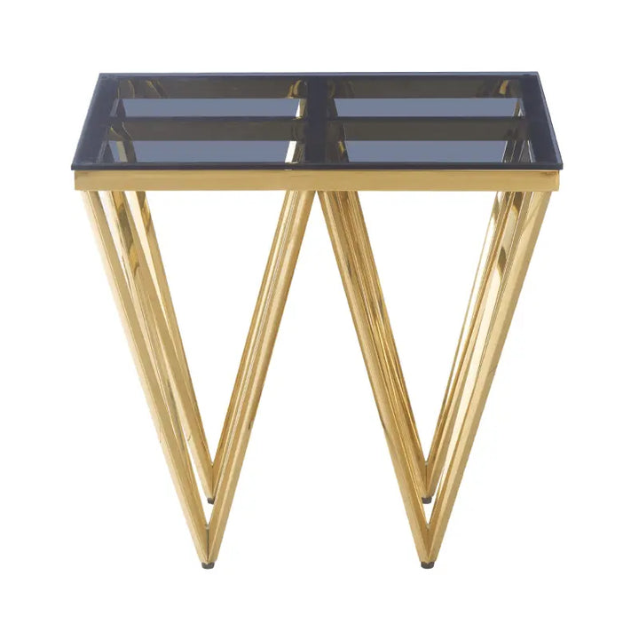 Gold Metal with Smoke Glass End Table #NJ Home Interiors#