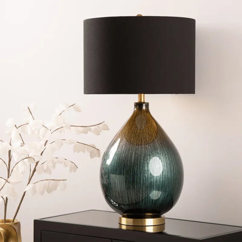 Green and Gold Abstract Glass Table Lamp #NJ Home Interiors#