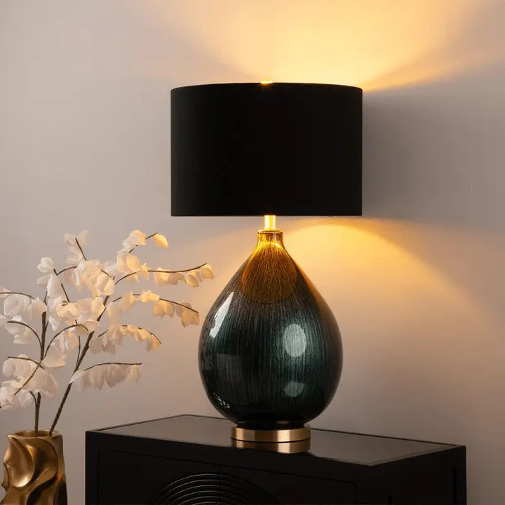 Green and Gold Abstract Glass Table Lamp #NJ Home Interiors#
