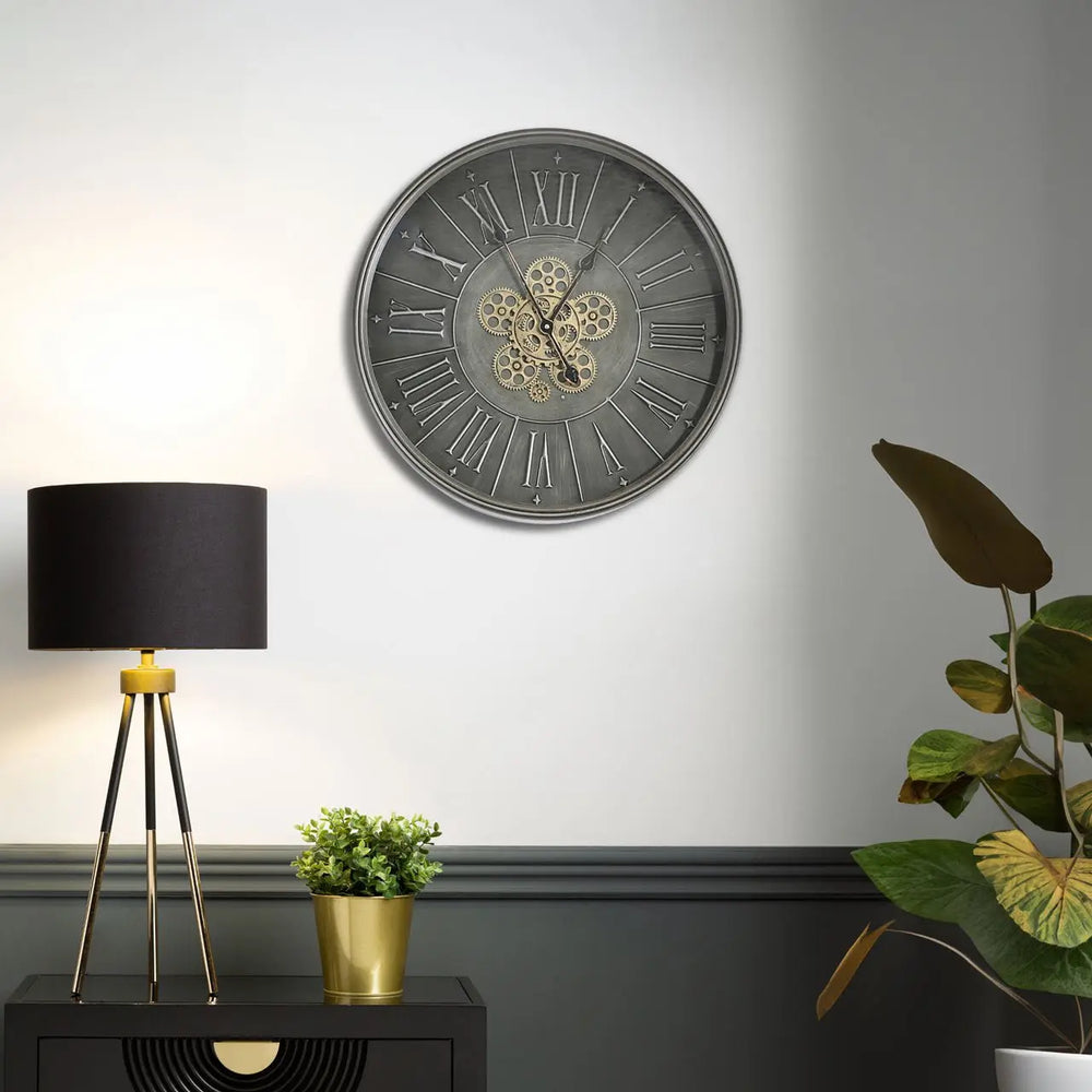 Grey Gears 60cm Wall Clock #NJ Home Interiors#