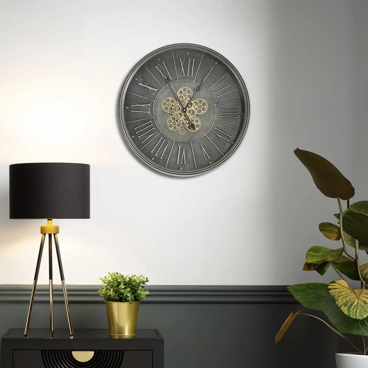Grey Gears 60cm Wall Clock #NJ Home Interiors#