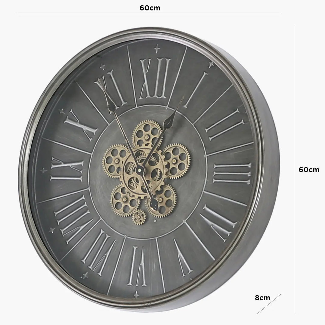 Grey Gears 60cm Wall Clock #NJ Home Interiors#