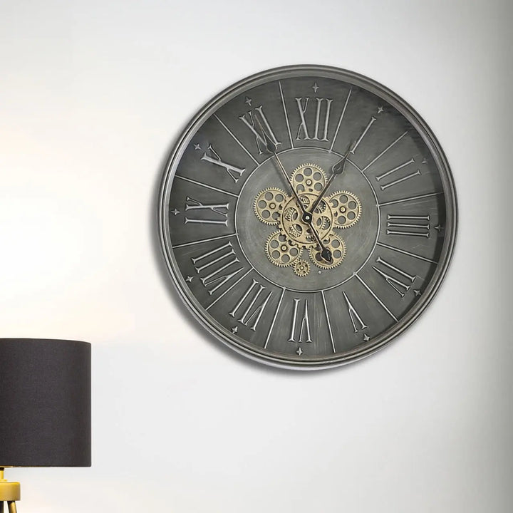Grey Gears 60cm Wall Clock #NJ Home Interiors#