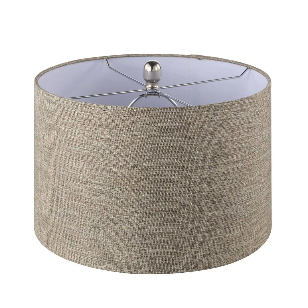 Grey Stripe Glass Table Lamp with Brown Linen Shade #NJ Home Interiors#