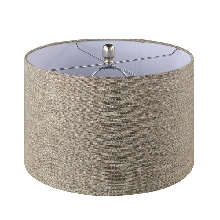 Grey Stripe Glass Table Lamp with Brown Linen Shade #NJ Home Interiors#