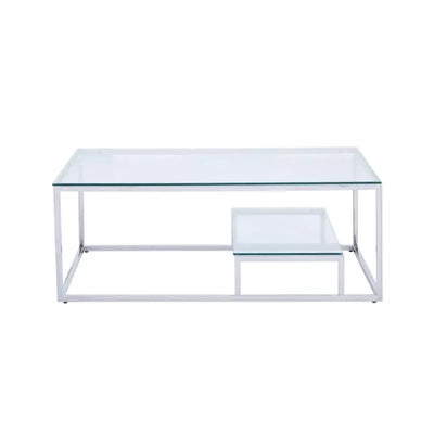 Harry 2 Tier Coffee Table Stainless Steel Glass Top #NJ Home Interiors#