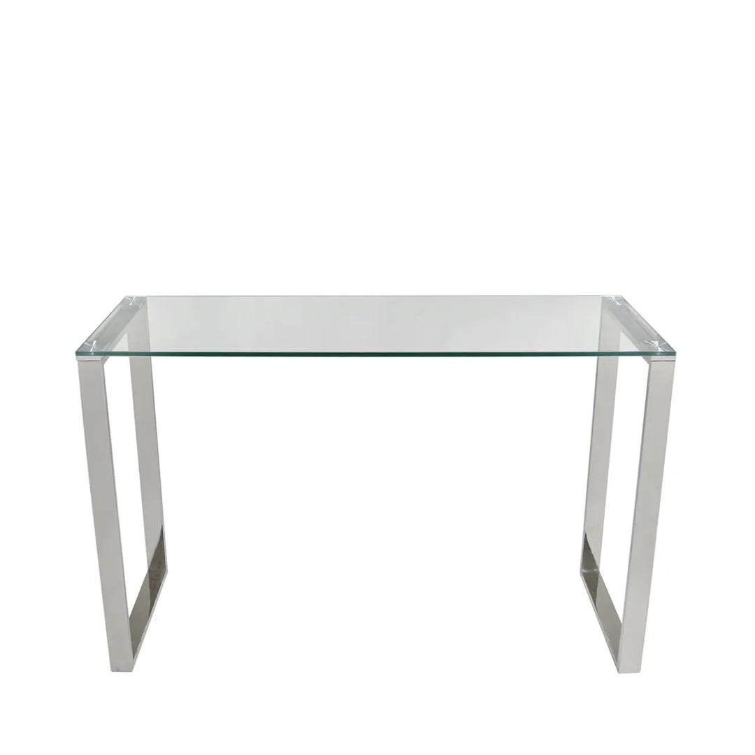 Harry Stainless Steel Console Table Clear Glass Top #NJ Home Interiors#