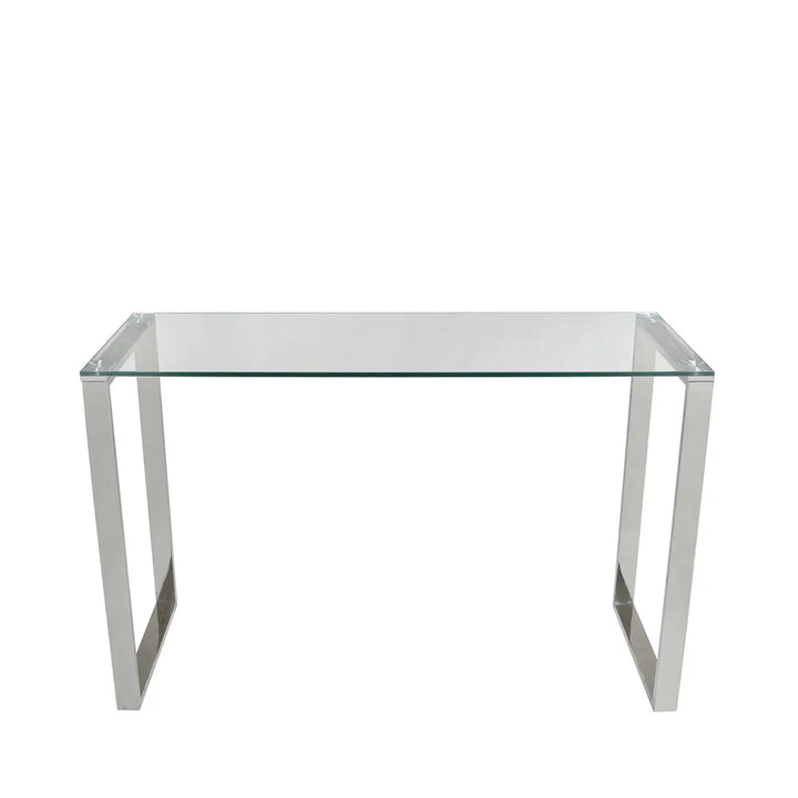Harry Stainless Steel Console Table Clear Glass Top #NJ Home Interiors#
