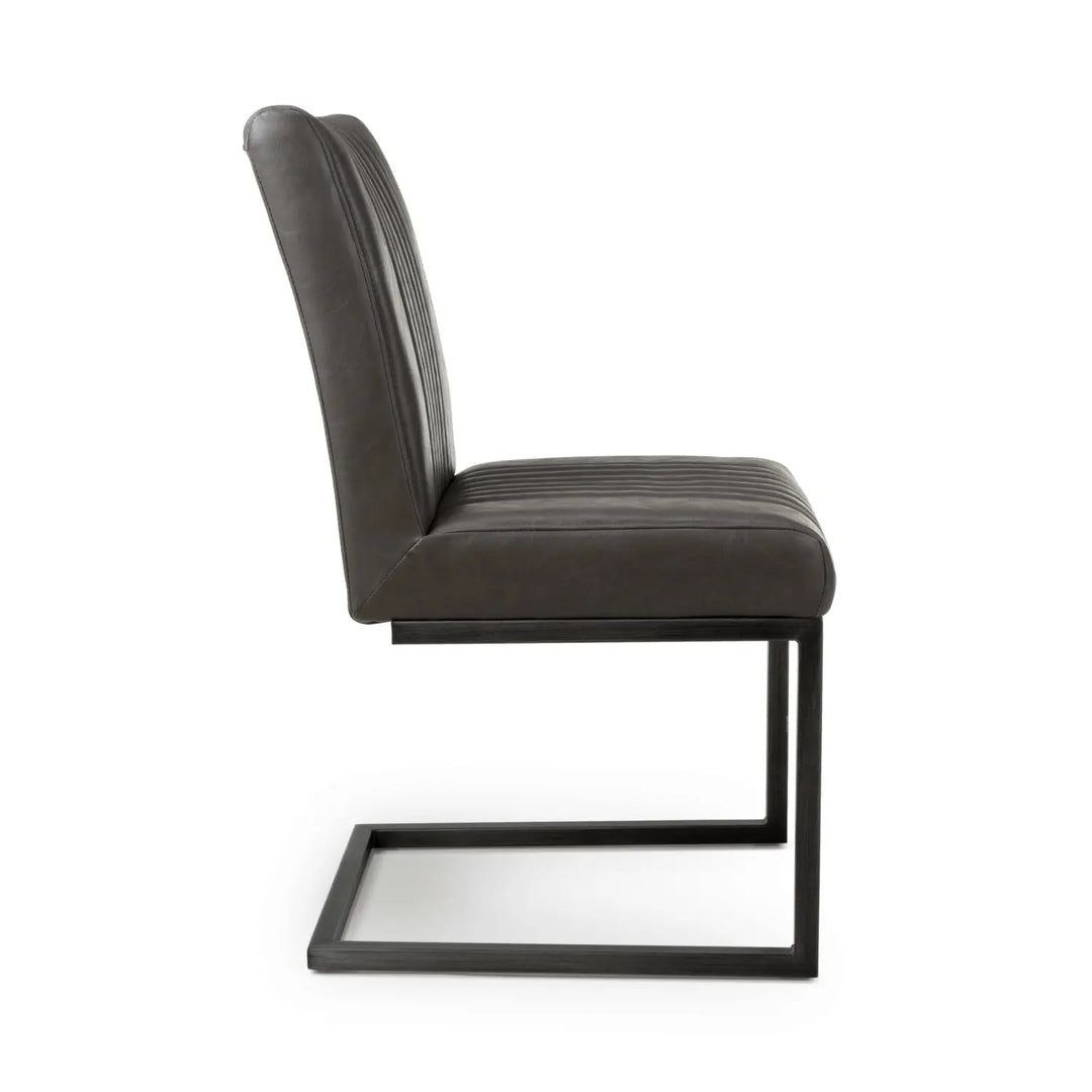Willow and Stone Auron Cantilever Leather Effect Grey Dining Chair Shankar