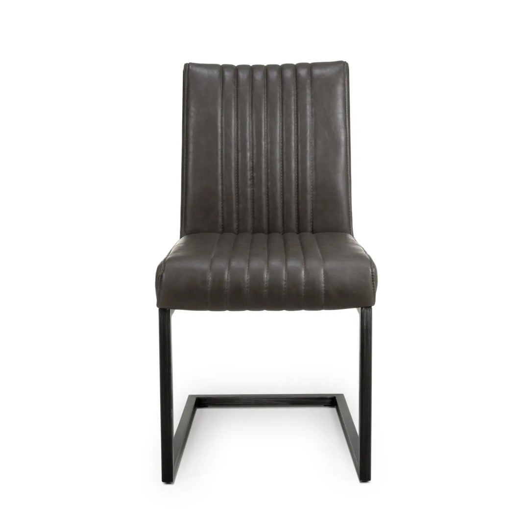 Willow and Stone Auron Cantilever Leather Effect Grey Dining Chair Shankar