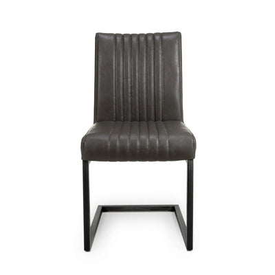 Willow and Stone Auron Cantilever Leather Effect Grey Dining Chair Shankar