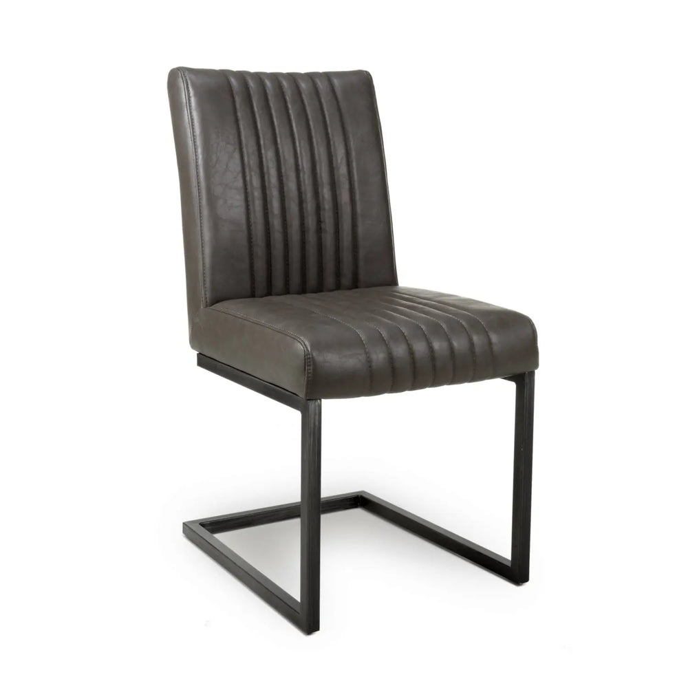 Willow and Stone Auron Cantilever Leather Effect Grey Dining Chair Shankar
