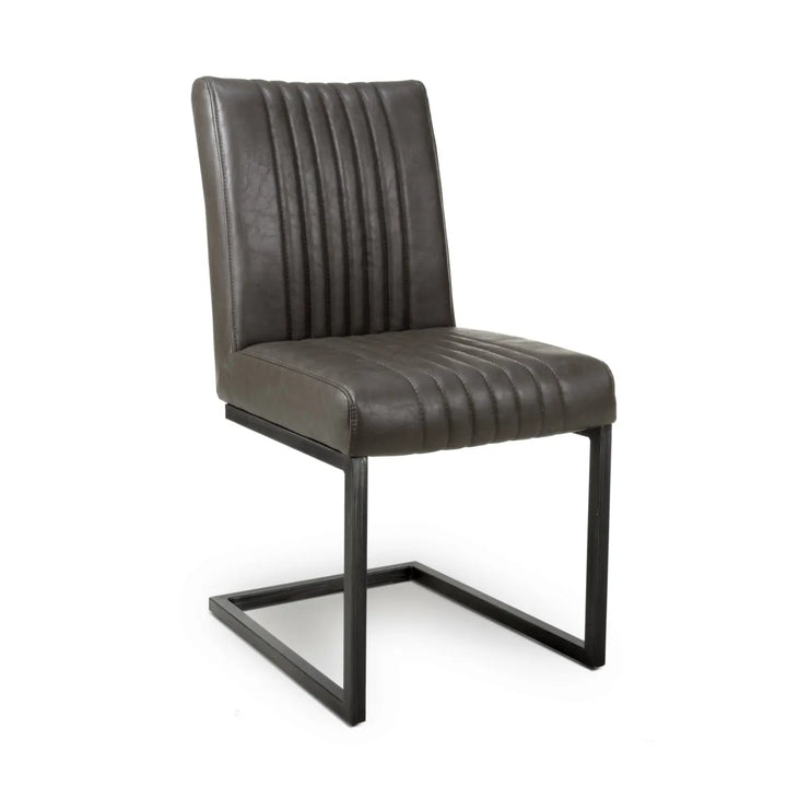 Willow and Stone Auron Cantilever Leather Effect Grey Dining Chair Shankar