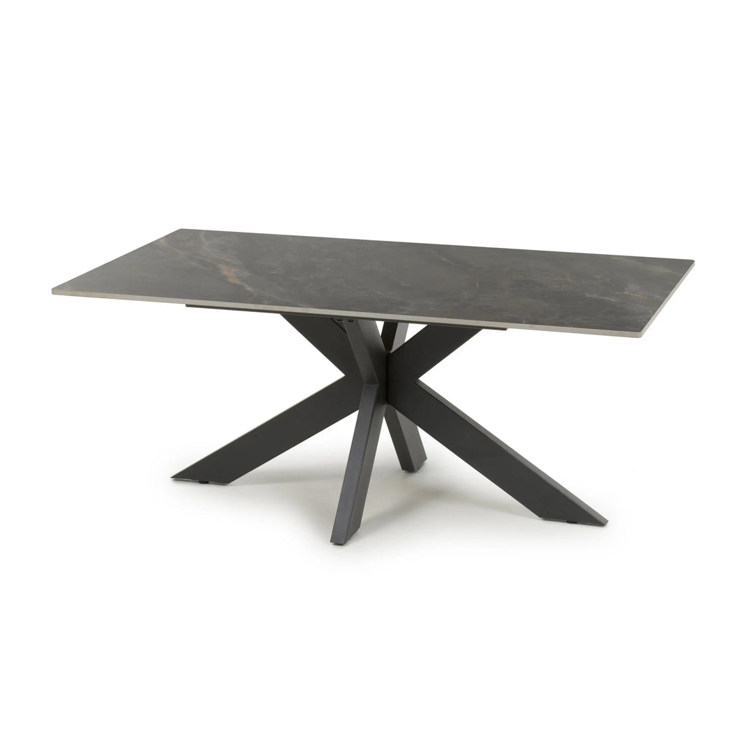 Willow and Stone Tara Ceramic Grey Coffee Table – Marble Effect with Black Metal Frame Shankar