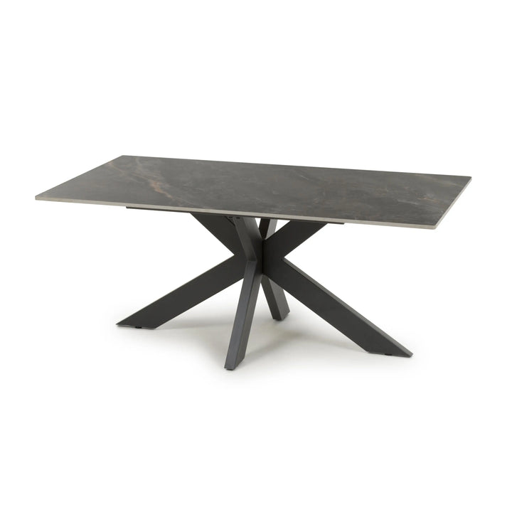 Willow and Stone Tara Ceramic Grey Coffee Table – Marble Effect with Black Metal Frame Shankar