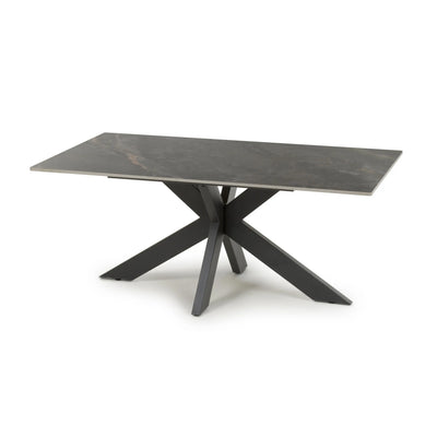 Willow and Stone Tara Ceramic Grey Coffee Table – Marble Effect with Black Metal Frame Shankar
