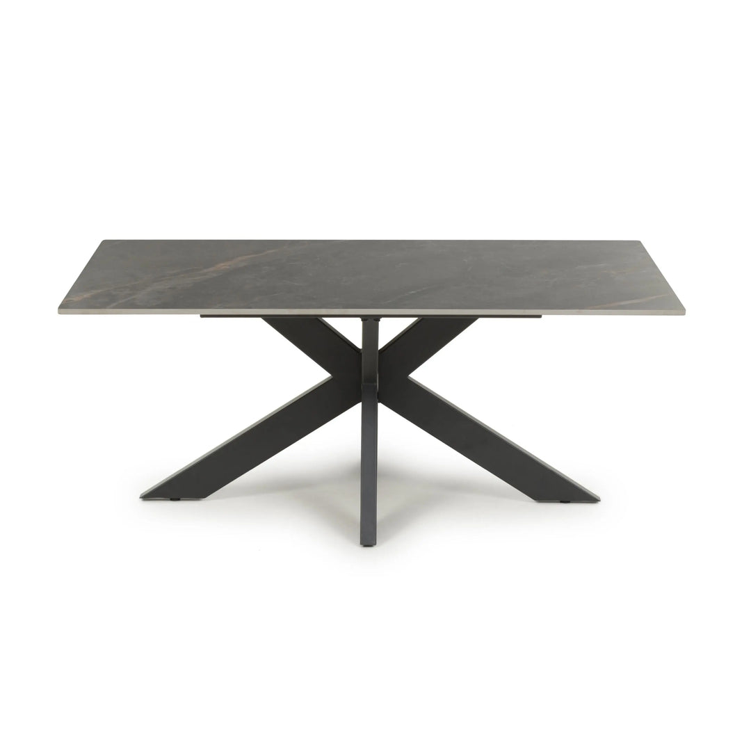 Willow and Stone Tara Ceramic Grey Coffee Table – Marble Effect with Black Metal Frame Shankar