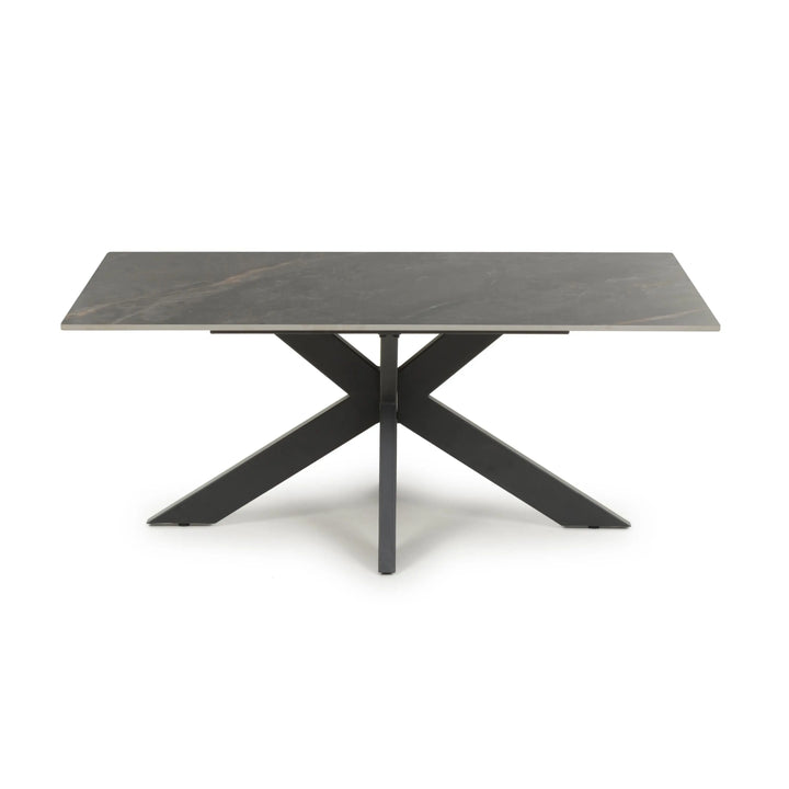 Willow and Stone Tara Ceramic Grey Coffee Table – Marble Effect with Black Metal Frame Shankar