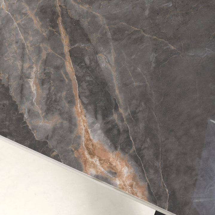 Willow and Stone Tara Ceramic Grey Coffee Table – Marble Effect with Black Metal Frame Shankar