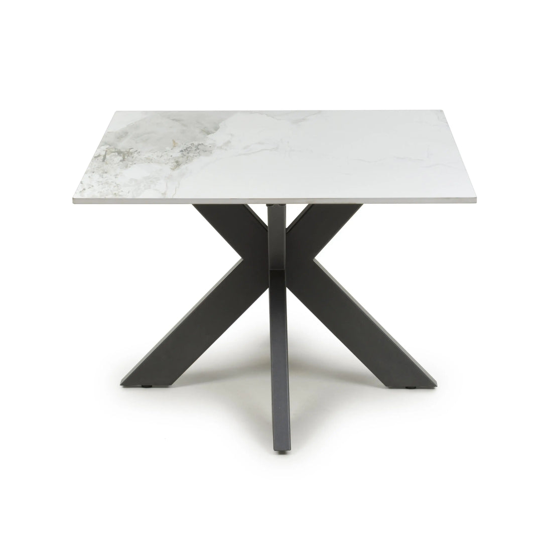 Mira Square Ceramic White End Table - NJ Home Interiors