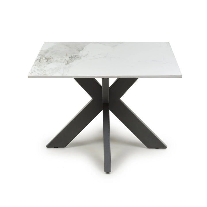Mira Square Ceramic White End Table - NJ Home Interiors