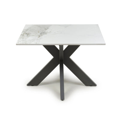 Mira Square Ceramic White End Table - NJ Home Interiors