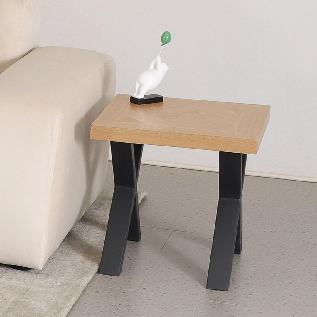 Raya End Table in Oak Parquet Veneer - NJ Home Interiors