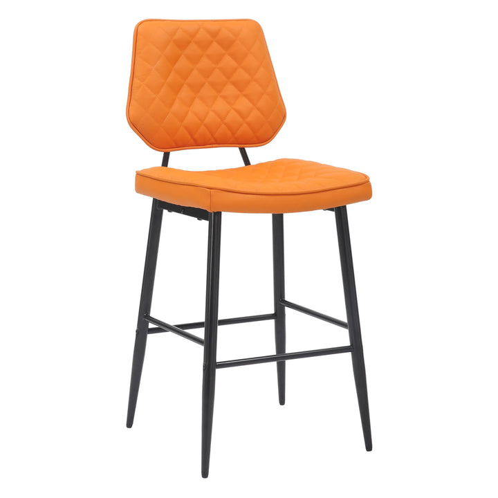 Willow and Stone Merrick Real Leather Orange Bar Stool Shankar