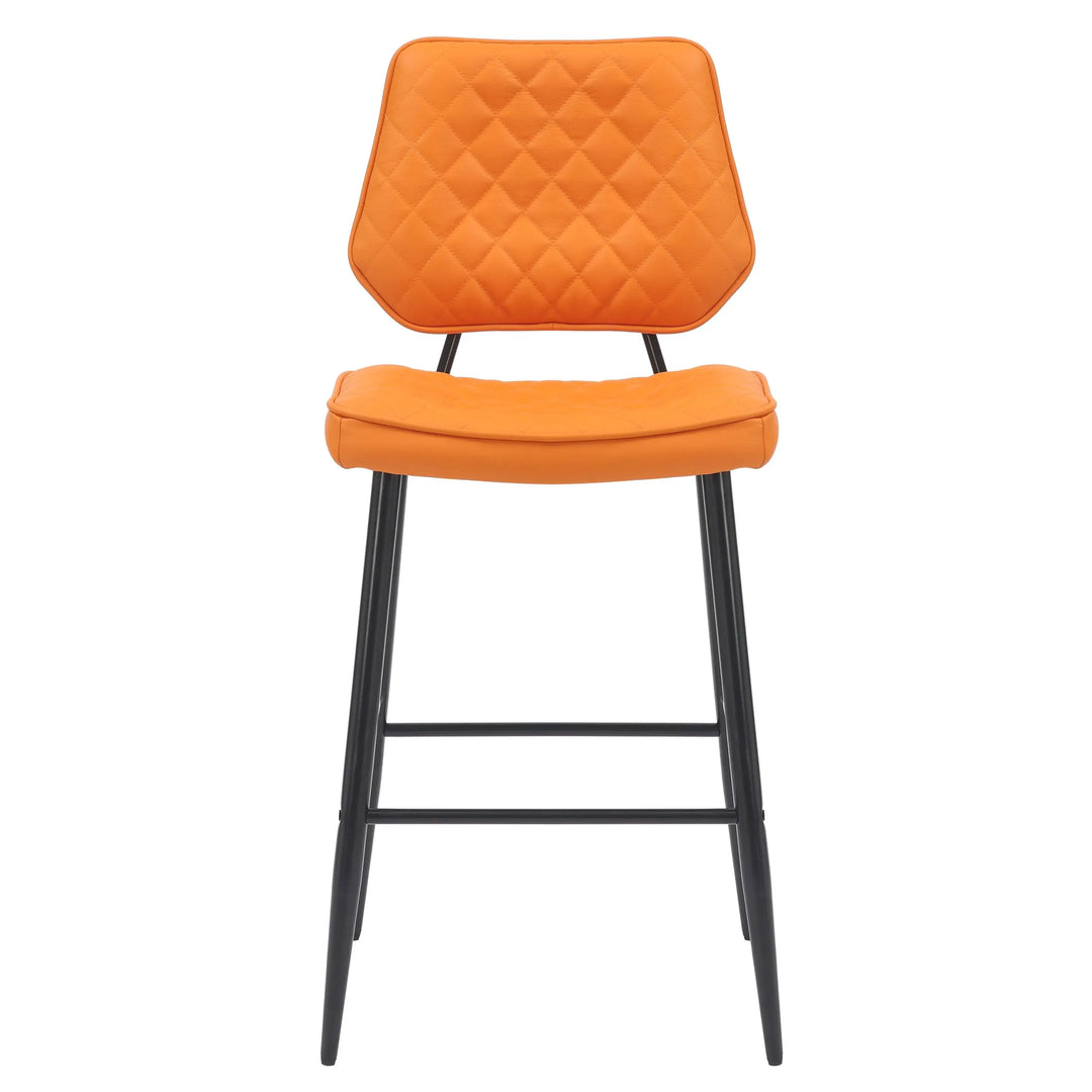 Willow and Stone Merrick Real Leather Orange Bar Stool Shankar
