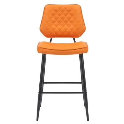Willow and Stone Merrick Real Leather Orange Bar Stool Shankar