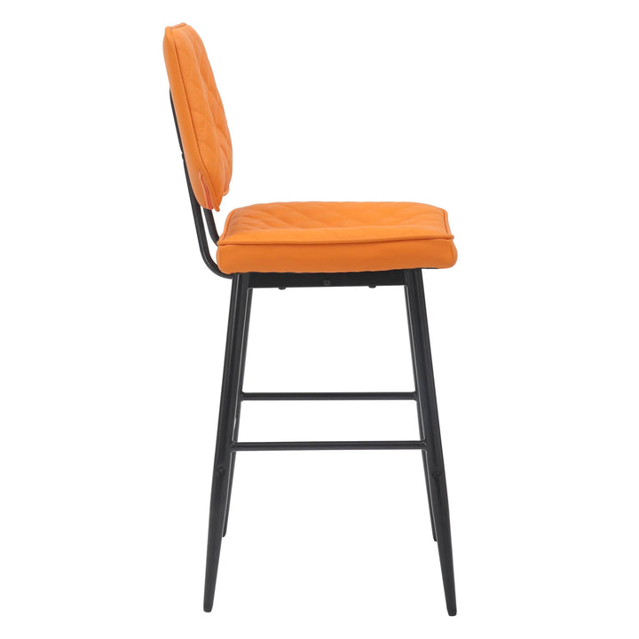 Willow and Stone Merrick Real Leather Orange Bar Stool Shankar