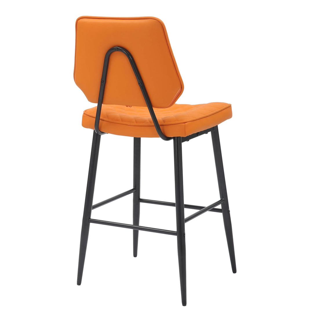 Willow and Stone Merrick Real Leather Orange Bar Stool Shankar