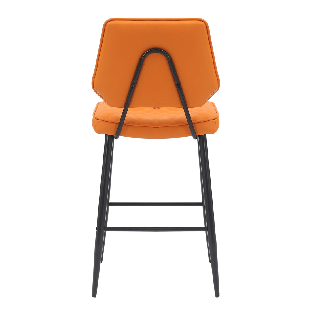 Willow and Stone Merrick Real Leather Orange Bar Stool Shankar