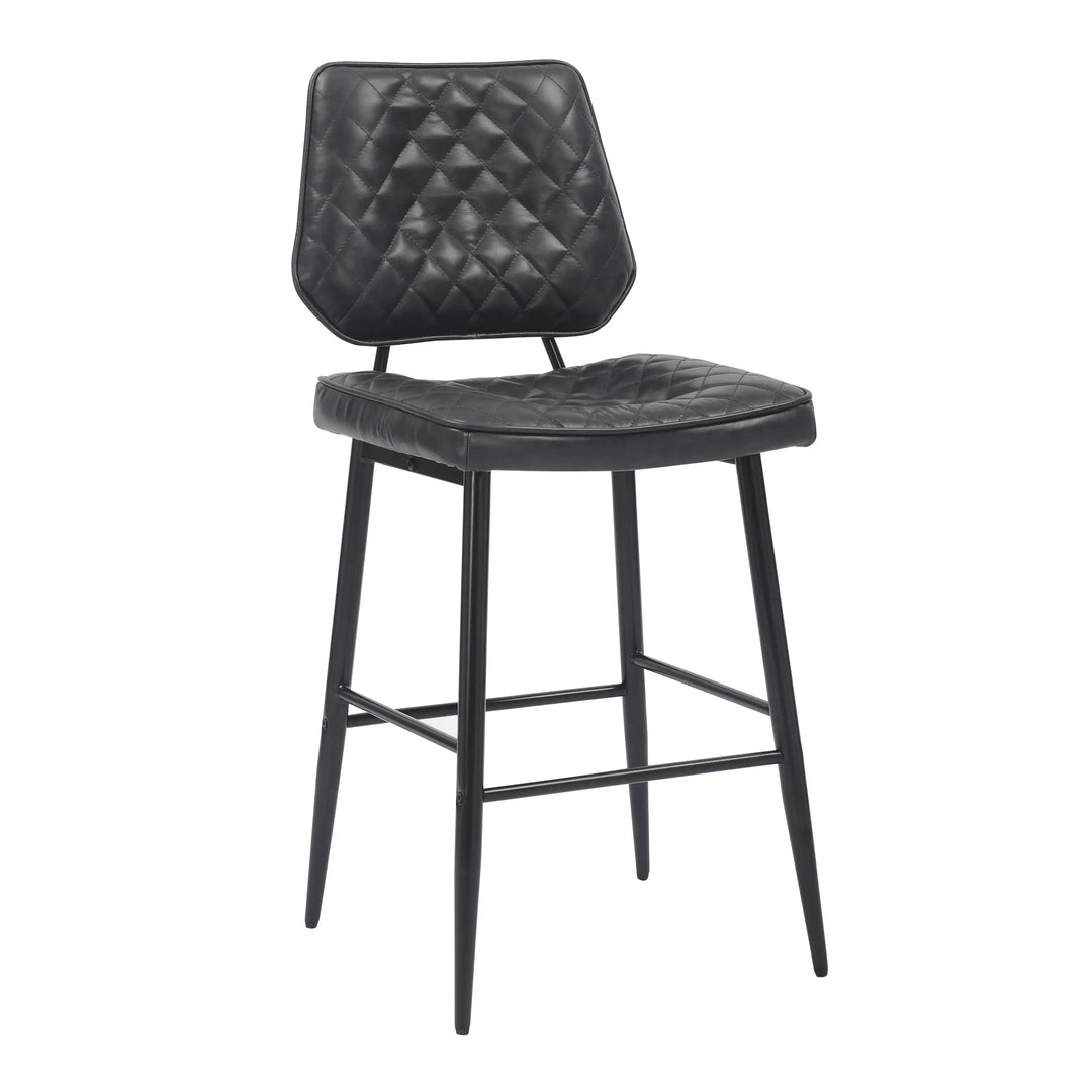 Willow and Stone Merrick Real Leather Black Bar Stool Shankar